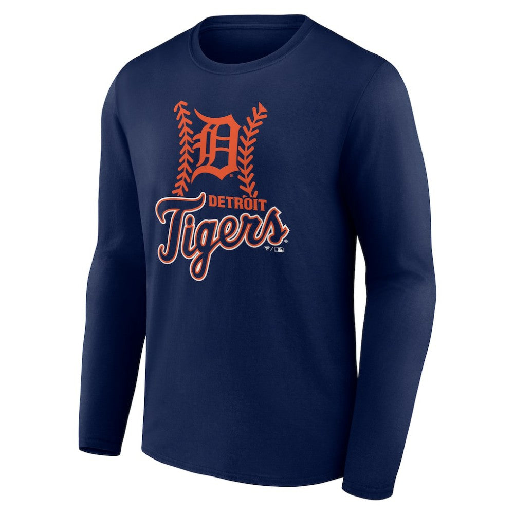 Detroit Tigers Personalized Name & Number Fastball Long Sleeve T-Shirt - Navy T-shirts