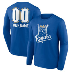Kansas City Royals Personalized Name & Number Fastball Long Sleeve T-Shirt - Royal T-shirts