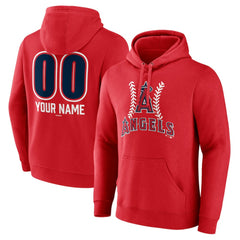 Los Angeles Angels Personalized Name & Number Fastball Pullover Hoodie - Red Hoodies