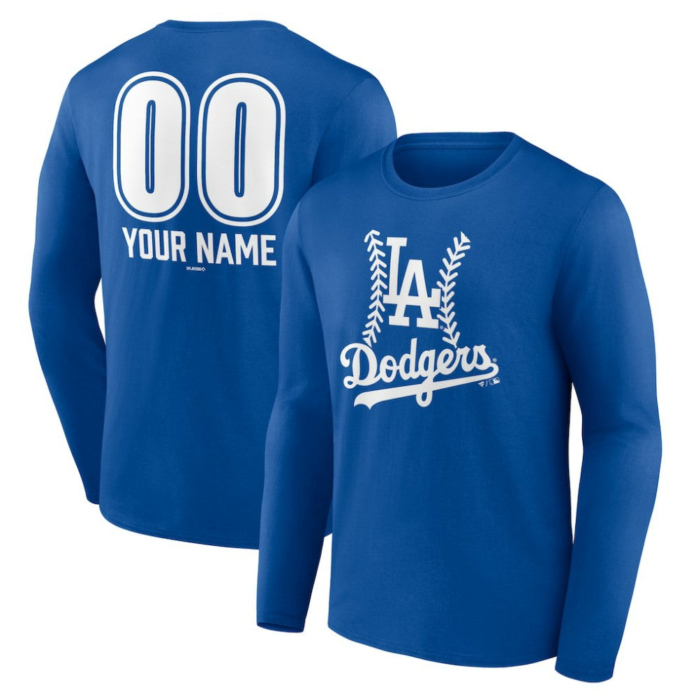 Los Angeles Dodgers Personalized Name & Number Fastball Long Sleeve T-Shirt - Royal T-shirts
