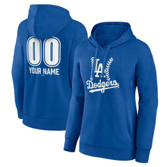 Los Angeles Dodgers Women's Personalized Name & Number Fastball Pullover Hoodie - Royal Hoodies