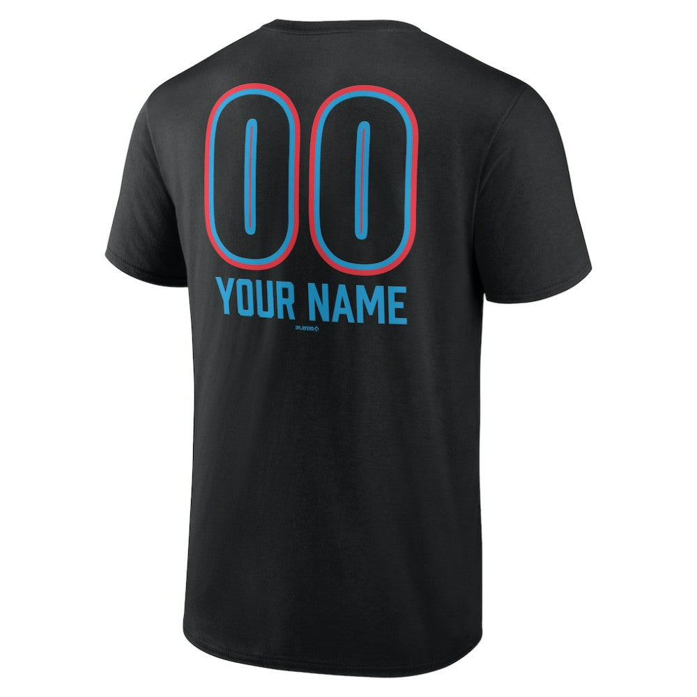 Miami Marlins Personalized Name & Number Fastball T-Shirt - Black T-shirts