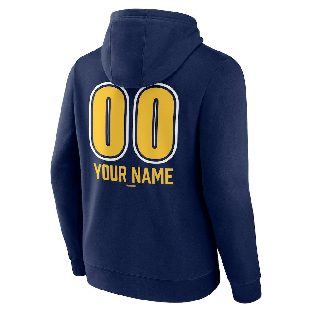 Milwaukee Brewers Personalized Name & Number Fastball Pullover Hoodie - Navy Hoodies