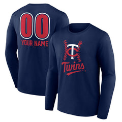 Minnesota Twins Personalized Name & Number Fastball Long Sleeve T-Shirt - Navy T-shirts