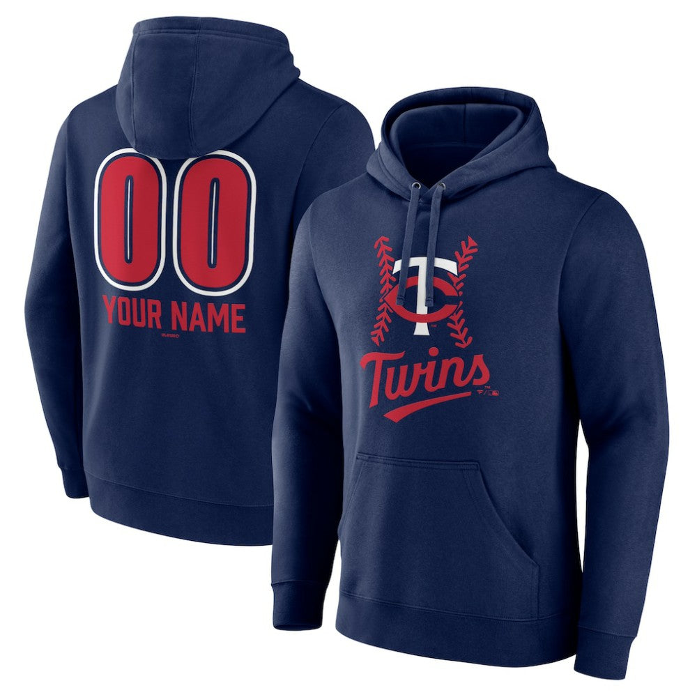 Minnesota Twins Personalized Name & Number Fastball Pullover Hoodie - Navy Hoodies