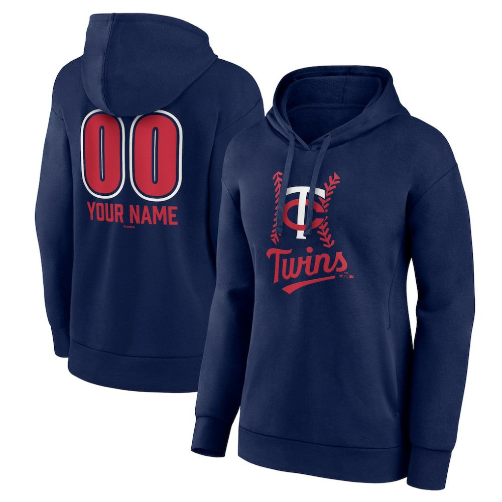Minnesota Twins Women's Personalized Name & Number Fastball Pullover Hoodie - Navy Hoodies