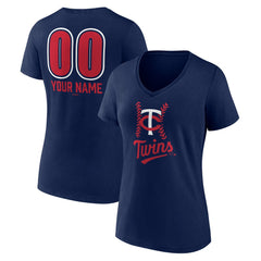 Minnesota Twins Women's Personalized Name & Number Fastball V-Neck T-Shirt - Navy T-shirts