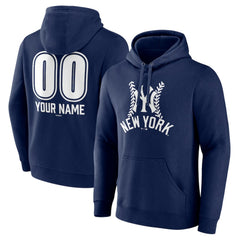 New York Yankees Personalized Name & Number Fastball Pullover Hoodie - Navy Hoodies