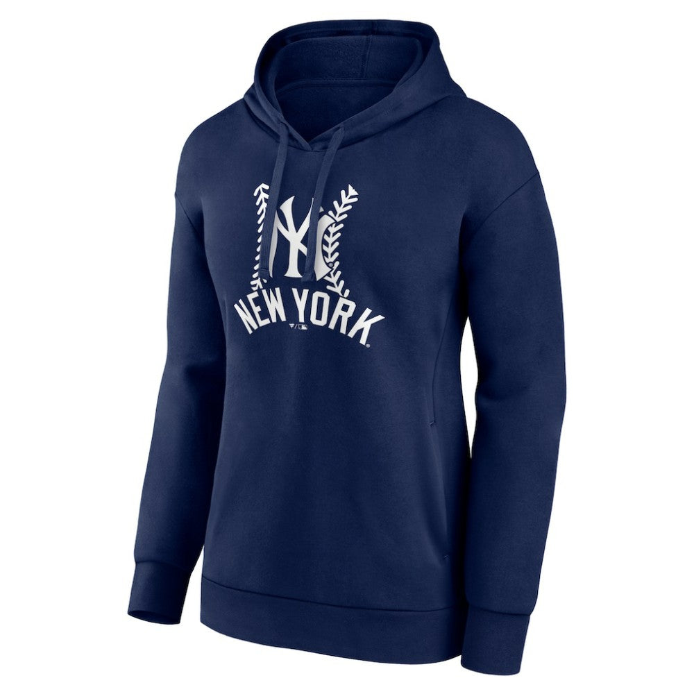 New York Yankees Women's Personalized Name & Number Fastball Pullover Hoodie - Navy Hoodies