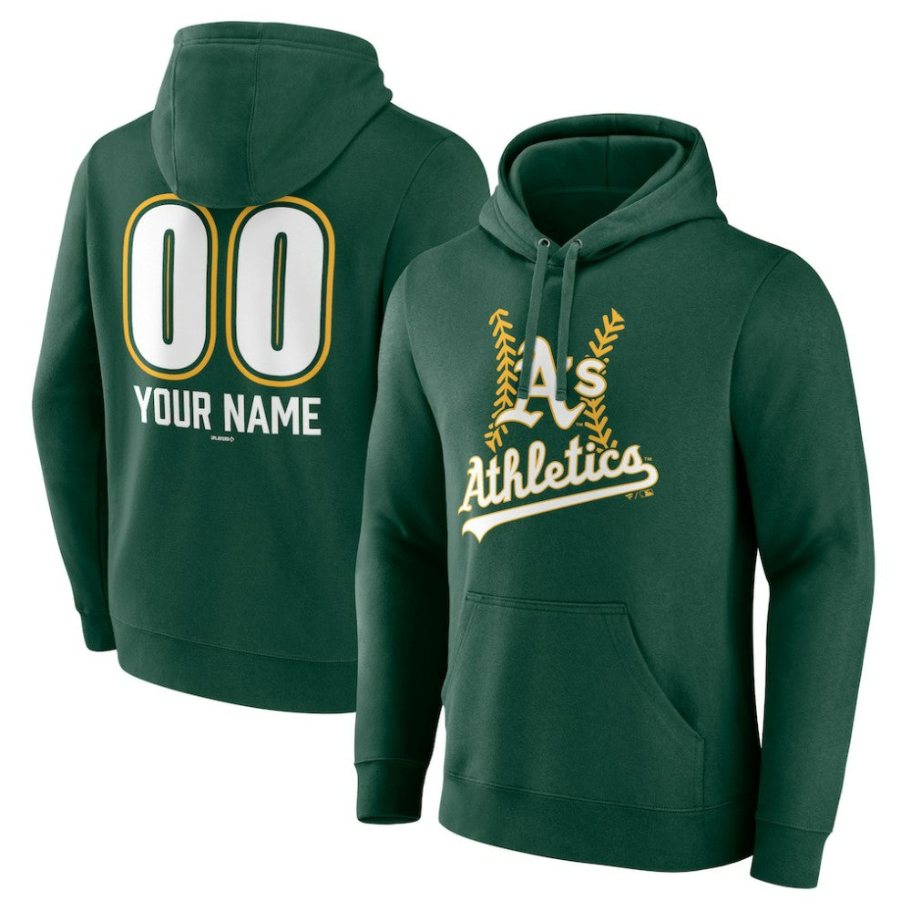Athletics Personalized Name & Number Fastball Pullover Hoodie - Green Hoodies