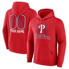 Philadelphia Phillies Personalized Name & Number Fastball Pullover Hoodie - Red Hoodies
