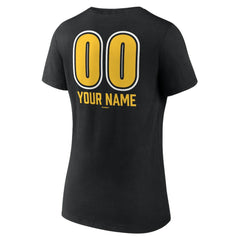 Pittsburgh Pirates Women's Personalized Name & Number Fastball V-Neck T-Shirt - Black T-shirts
