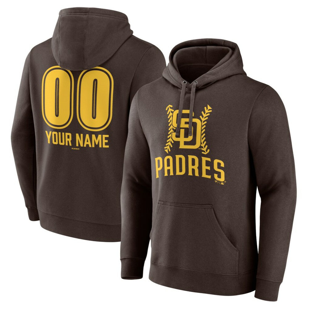 San Diego Padres Personalized Name & Number Fastball Pullover Hoodie - Brown Hoodies