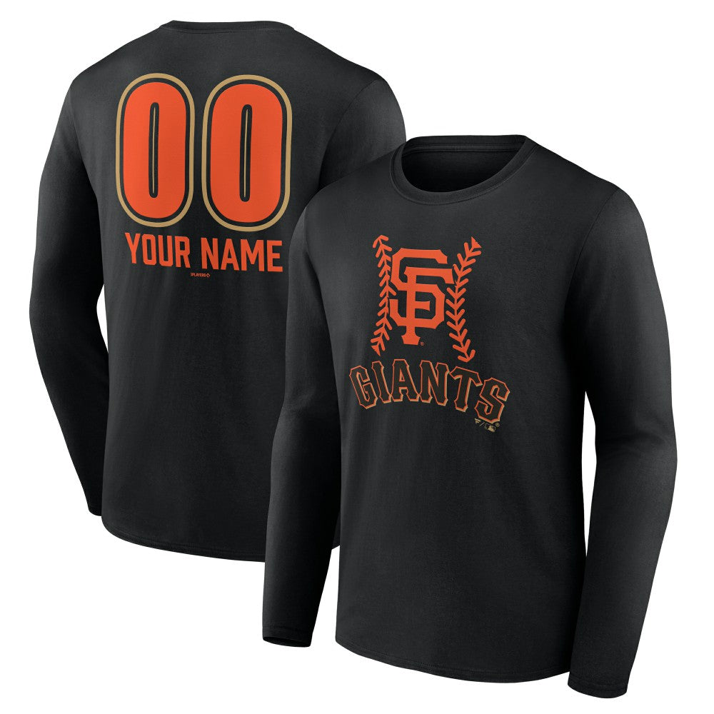San Francisco Giants Personalized Name & Number Fastball Long Sleeve T-Shirt - Black T-shirts