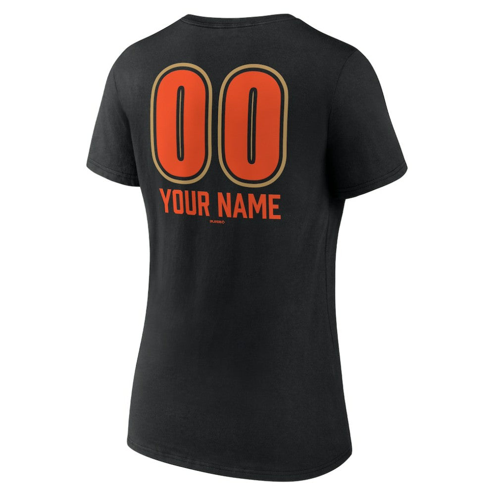 San Francisco Giants Women's Personalized Name & Number Fastball V-Neck T-Shirt - Black T-shirts