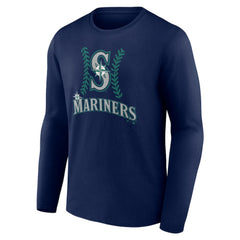 Seattle Mariners Personalized Name & Number Fastball Long Sleeve T-Shirt - Navy T-shirts