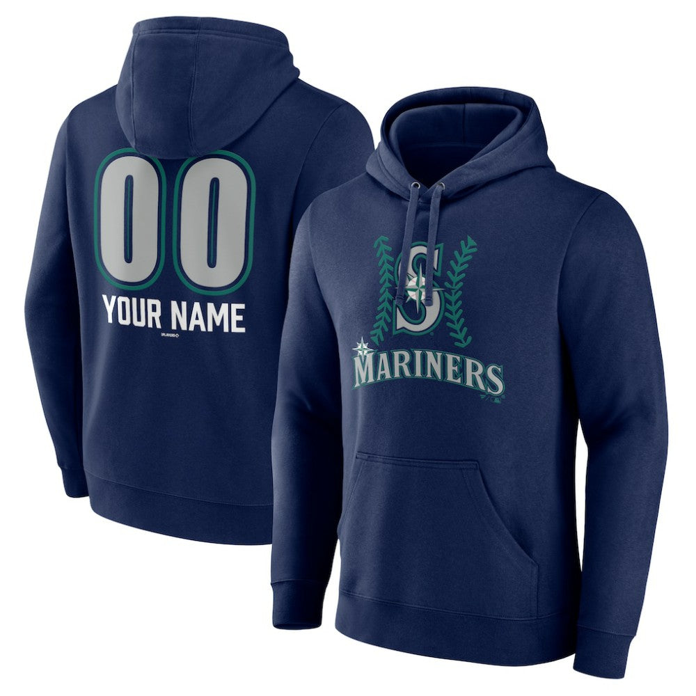 Seattle Mariners Personalized Name & Number Fastball Pullover Hoodie - Navy Hoodies