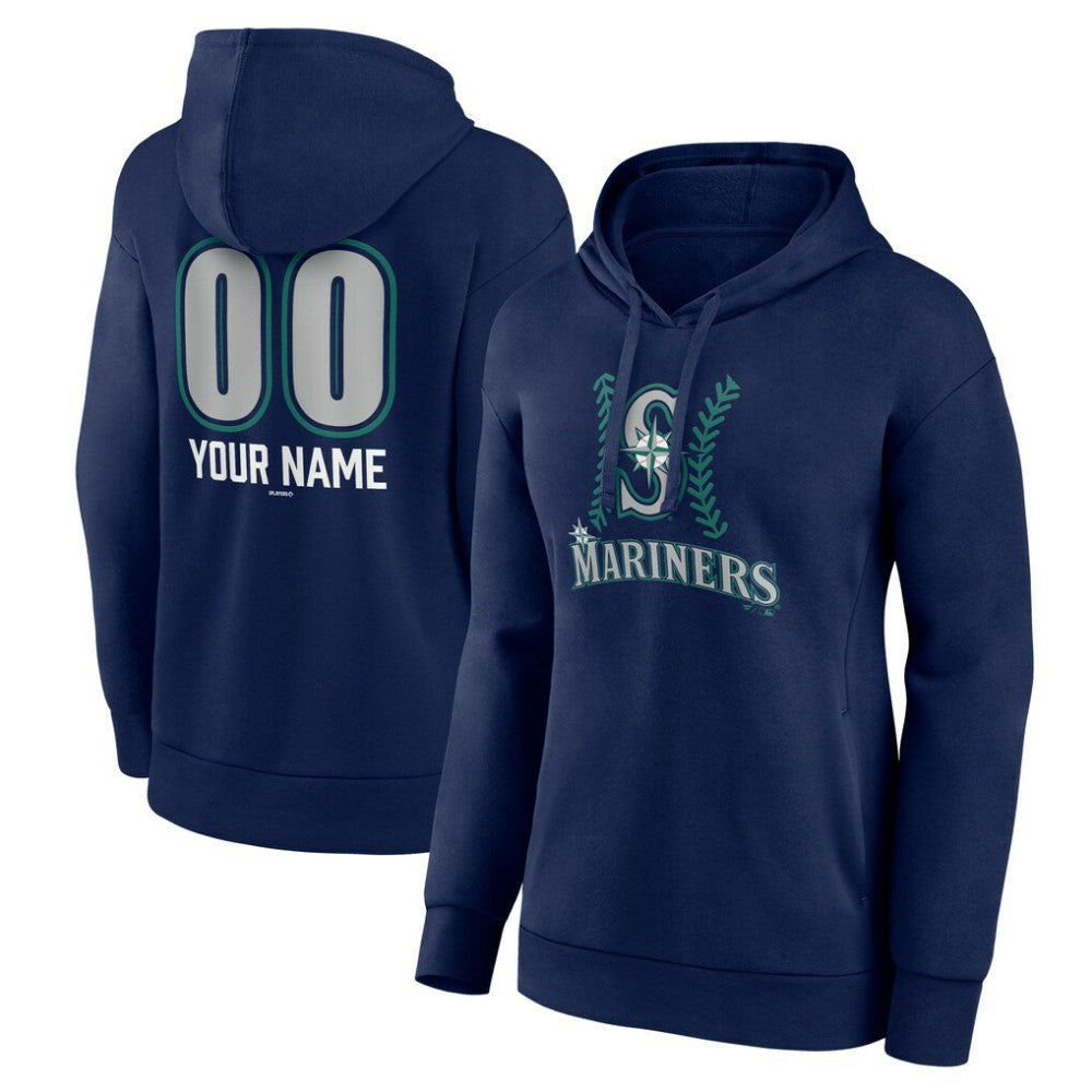 Seattle Mariners Women's Personalized Name & Number Fastball Pullover Hoodie - Navy Hoodies