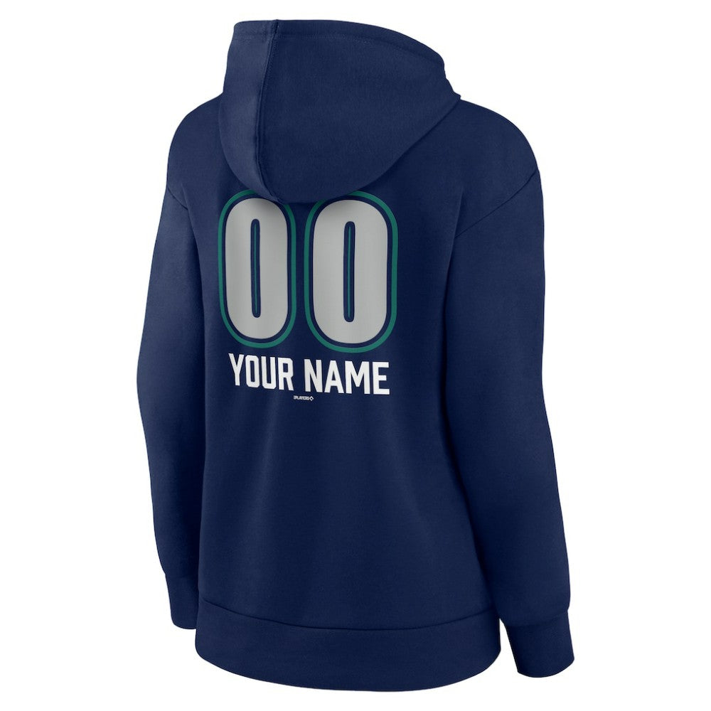 Seattle Mariners Women's Personalized Name & Number Fastball Pullover Hoodie - Navy Hoodies