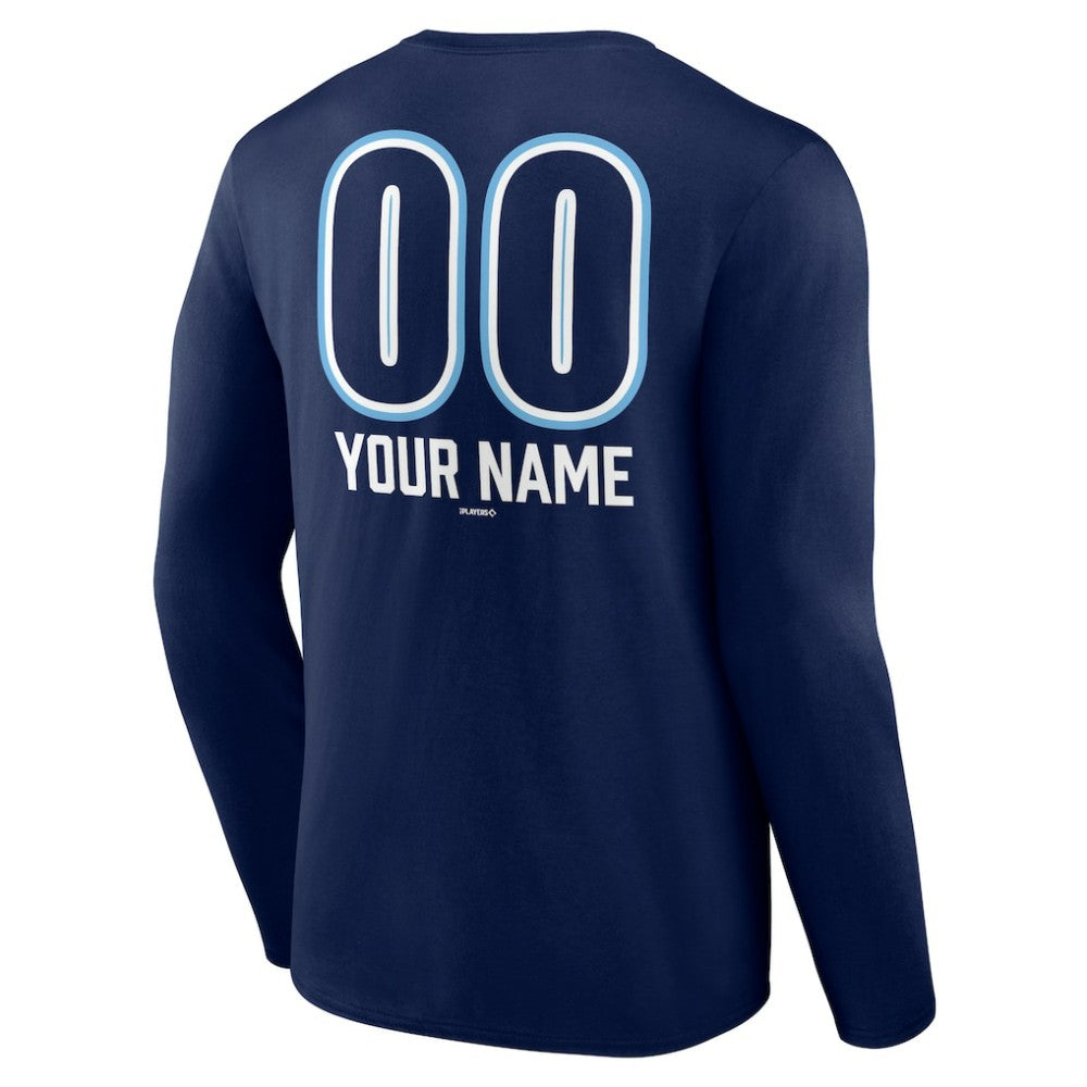 Tampa Bay Rays Personalized Name & Number Fastball Long Sleeve T-Shirt - Navy T-shirts