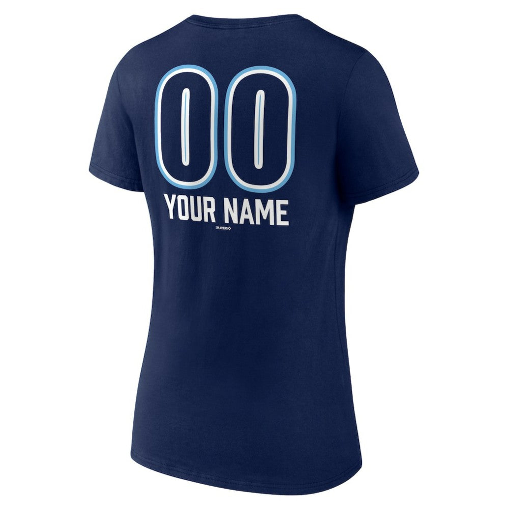 Tampa Bay Rays Women's Personalized Name & Number Fastball V-Neck T-Shirt - Navy T-shirts