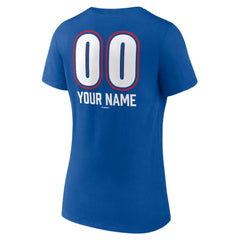 Texas Rangers Women's Personalized Name & Number Fastball V-Neck T-Shirt - Royal T-shirts