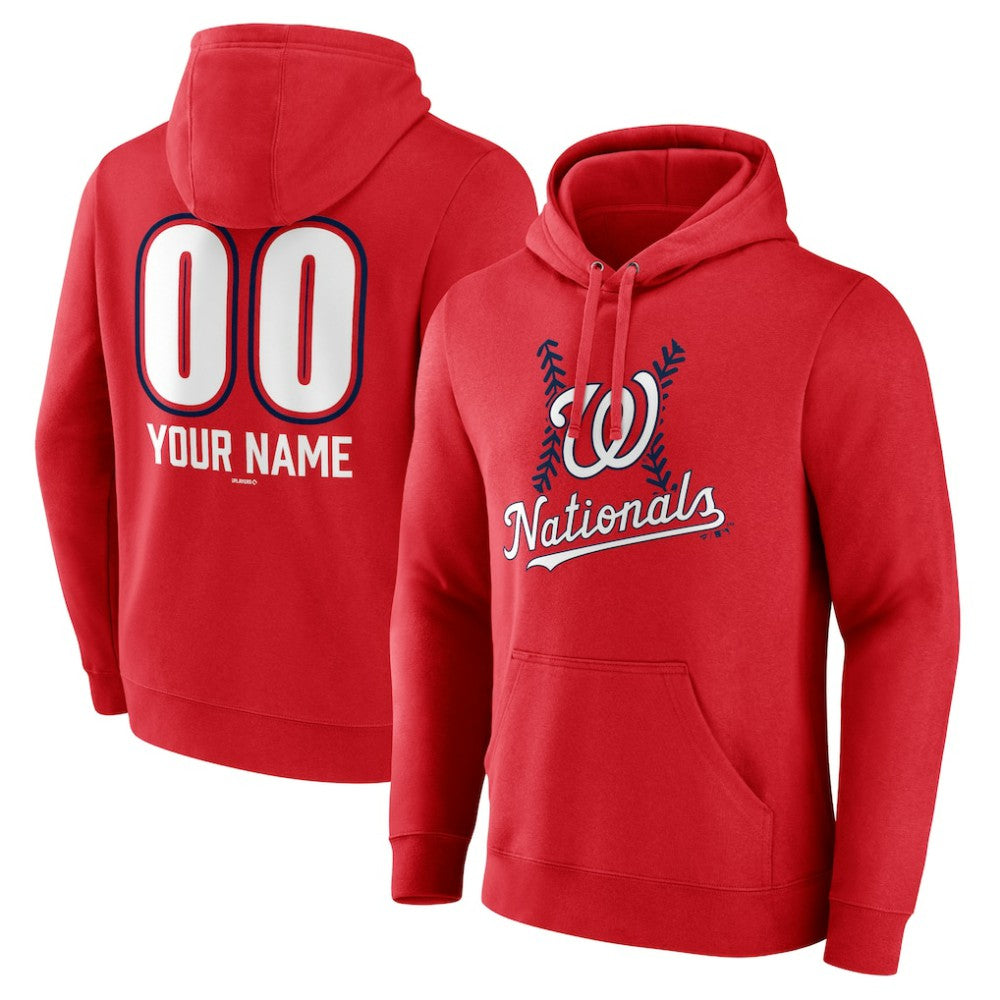 Washington Nationals Personalized Name & Number Fastball Pullover Hoodie - Red Hoodies