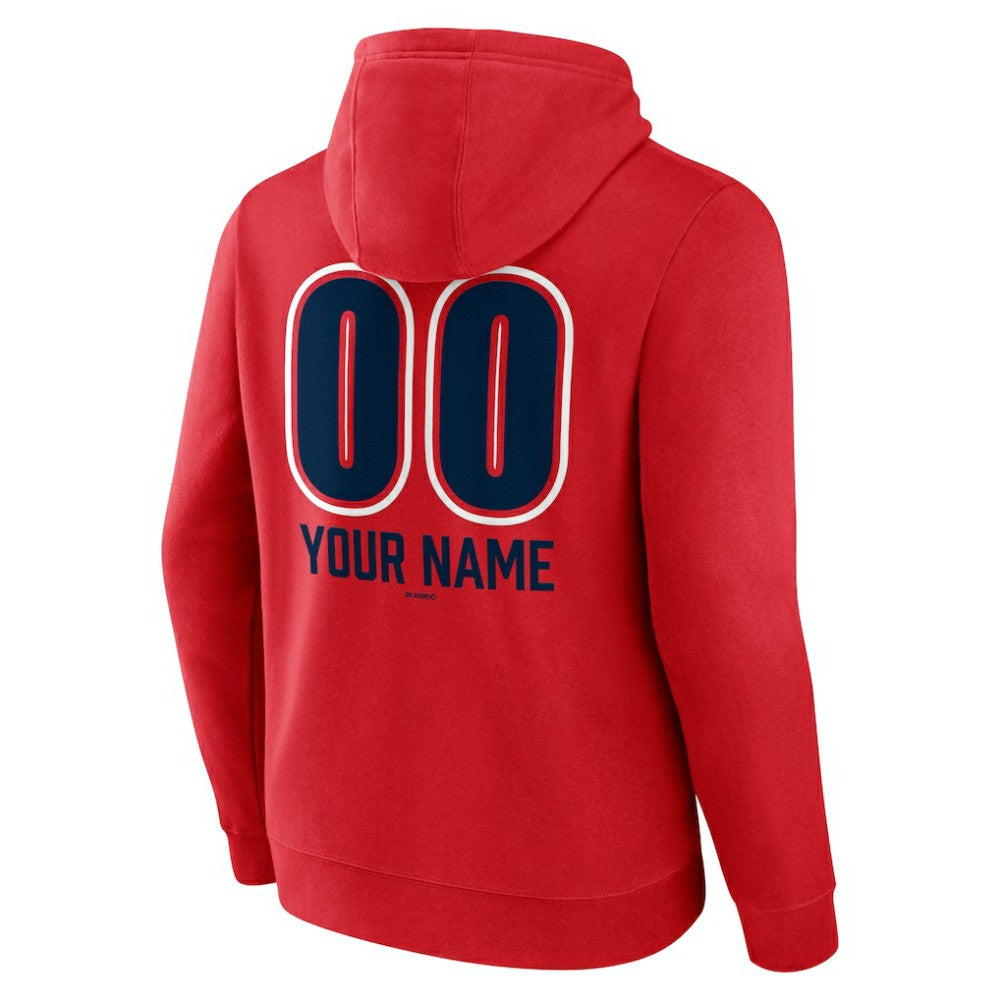 Atlanta Braves Personalized Name & Number Fastball Pullover Hoodie - Red Hoodies