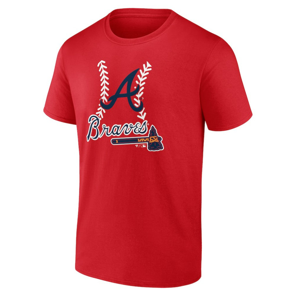 Atlanta Braves Personalized Name & Number Fastball T-Shirt - Red T-shirts