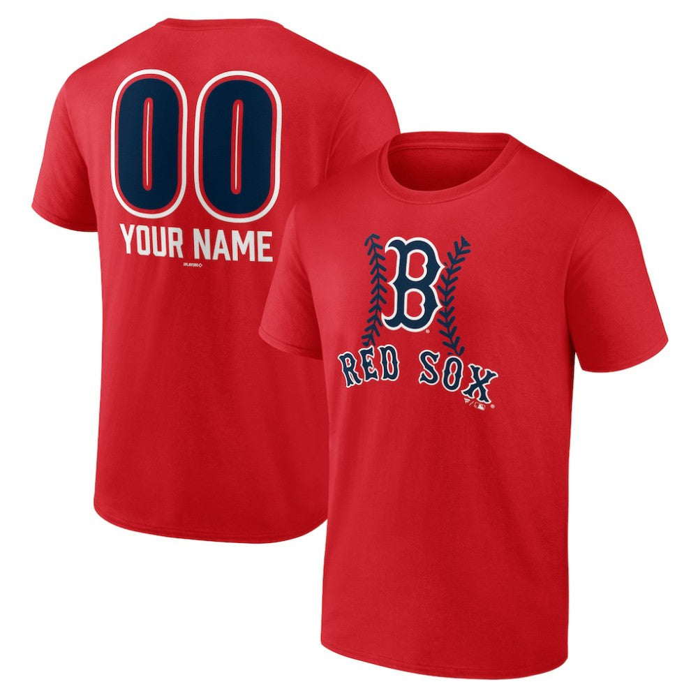 Boston Red Sox Personalized Name & Number Fastball T-Shirt - Red T-shirts