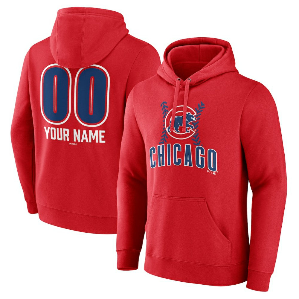 Chicago Cubs Personalized Name & Number Fastball Pullover Hoodie - Red Hoodies