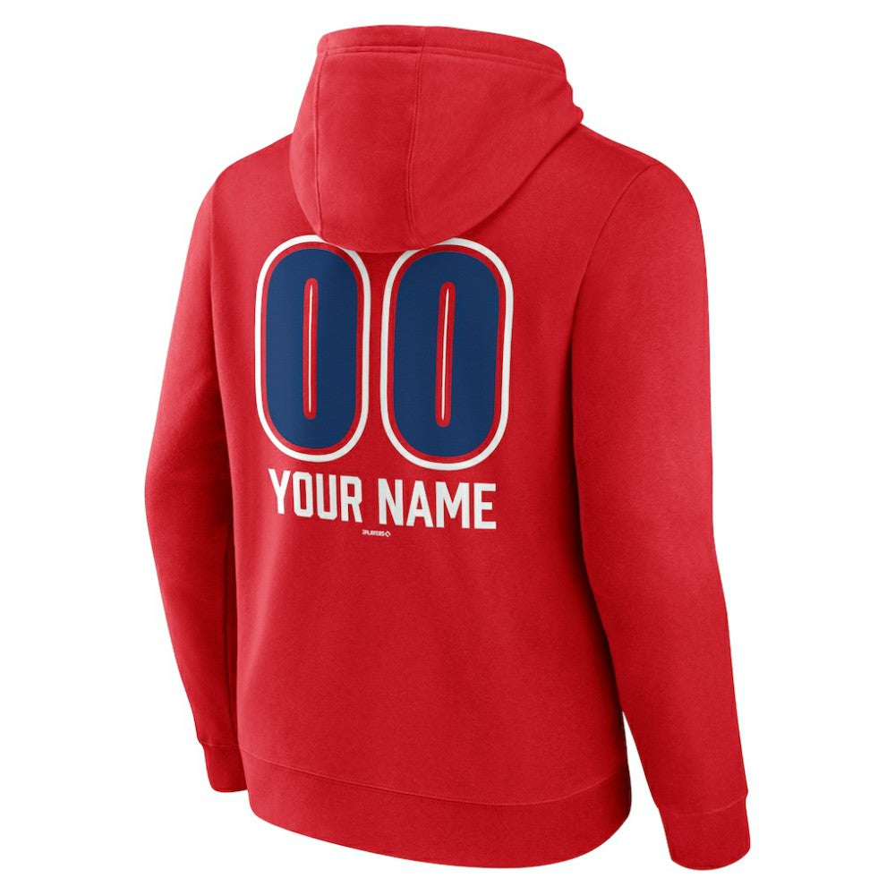 Chicago Cubs Personalized Name & Number Fastball Pullover Hoodie - Red Hoodies