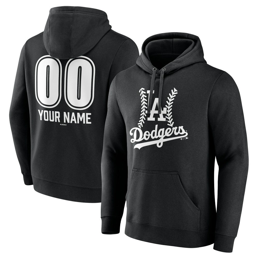 Los Angeles Dodgers Personalized Name & Number Fastball Pullover Hoodie - Black Hoodies
