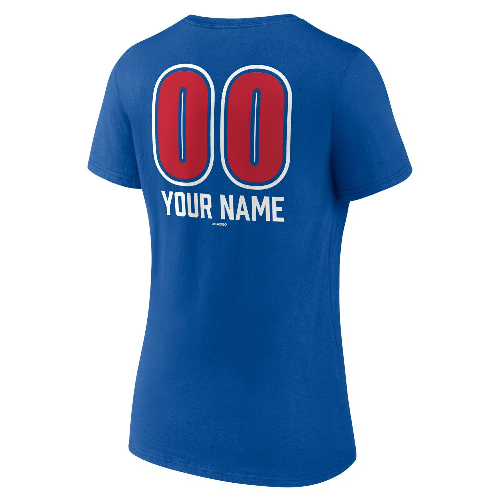 Philadelphia Phillies Women's Personalized Name & Number Fastball V-Neck T-Shirt - Royal T-shirts