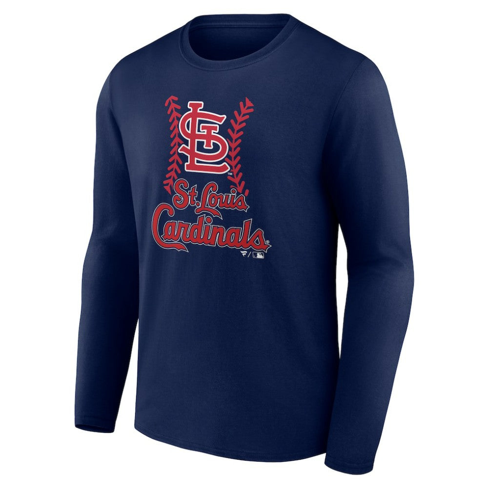 St. Louis Cardinals Personalized Name & Number Fastball Long Sleeve T-Shirt - Navy T-shirts