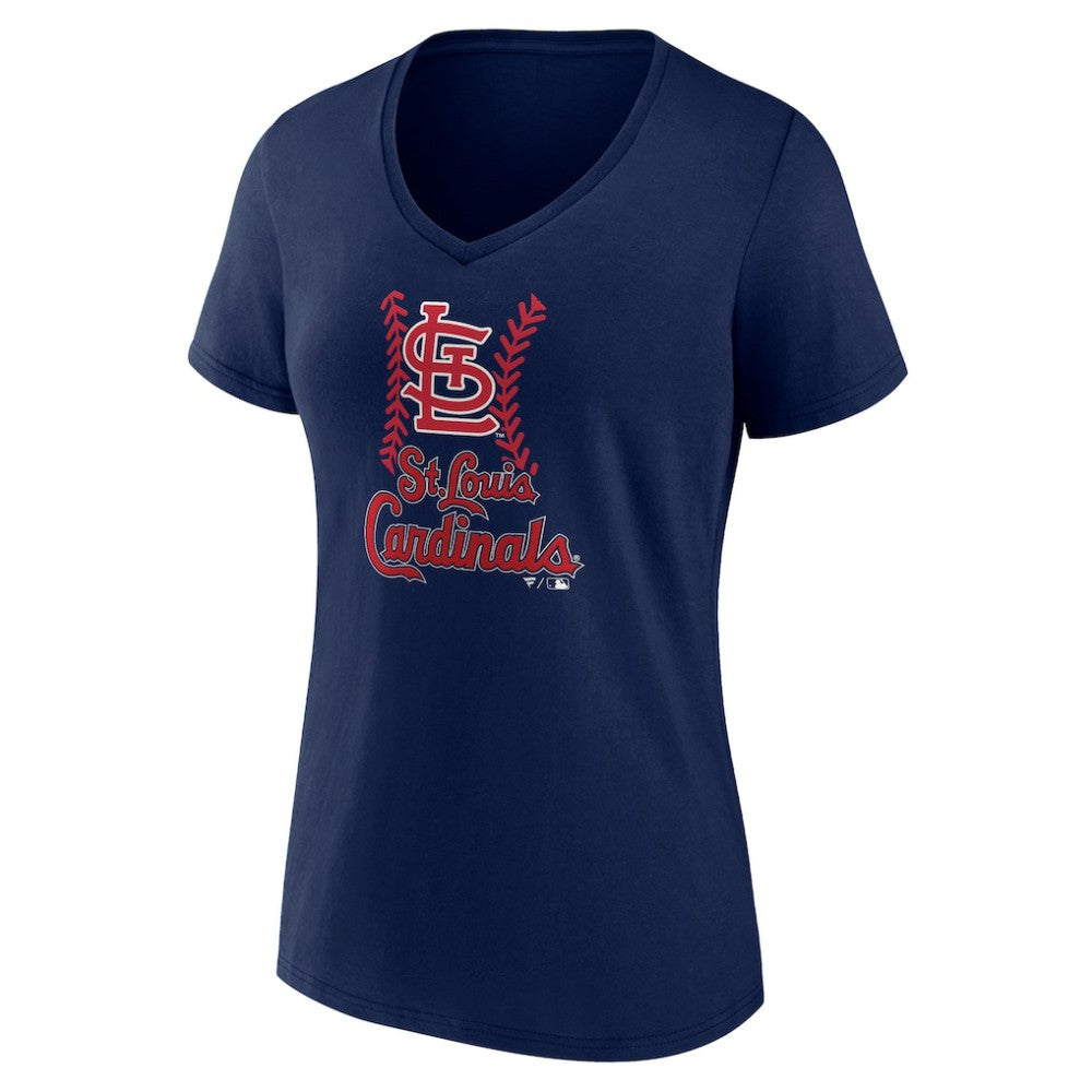 St. Louis Cardinals Women's Personalized Name & Number Fastball V-Neck T-Shirt - Navy T-shirts