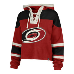 NHL Sebastian Aho Carolina Hurricanes '47 Women's Superior Lacer Cropped Pullover Hoodie - Red
