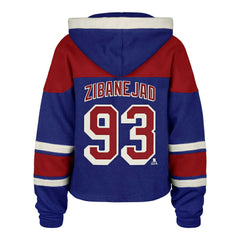 NHL Mika Zibanejad New York Rangers '47 Women's Superior Lacer Cropped Pullover Hoodie - Blue