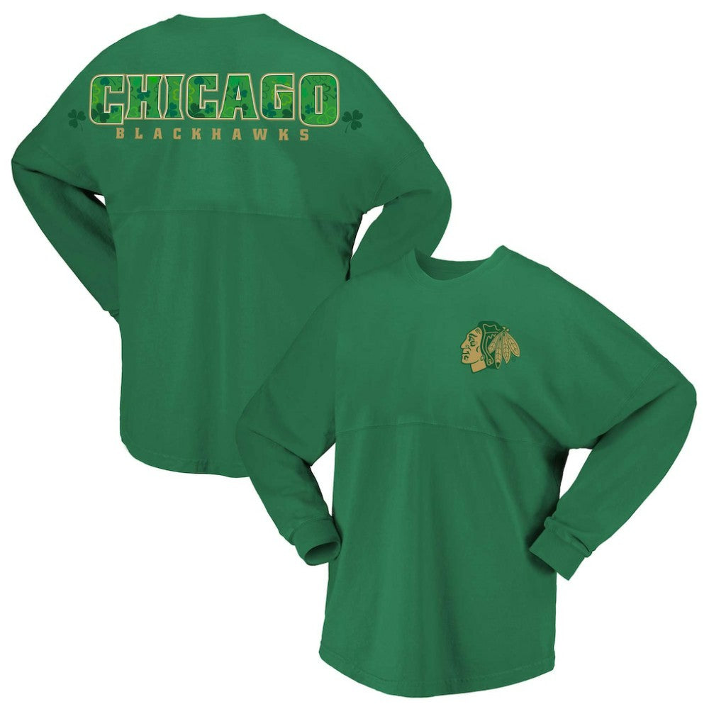 NHL Chicago Blackhawks Fanatics Women's St. Patrick's Day Spirit Jersey T-Shirt - Kelly Green