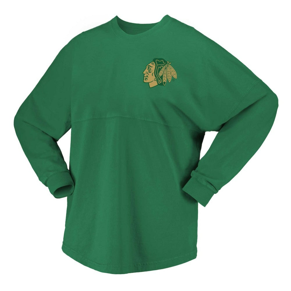 NHL Chicago Blackhawks Fanatics Women's St. Patrick's Day Spirit Jersey T-Shirt - Kelly Green