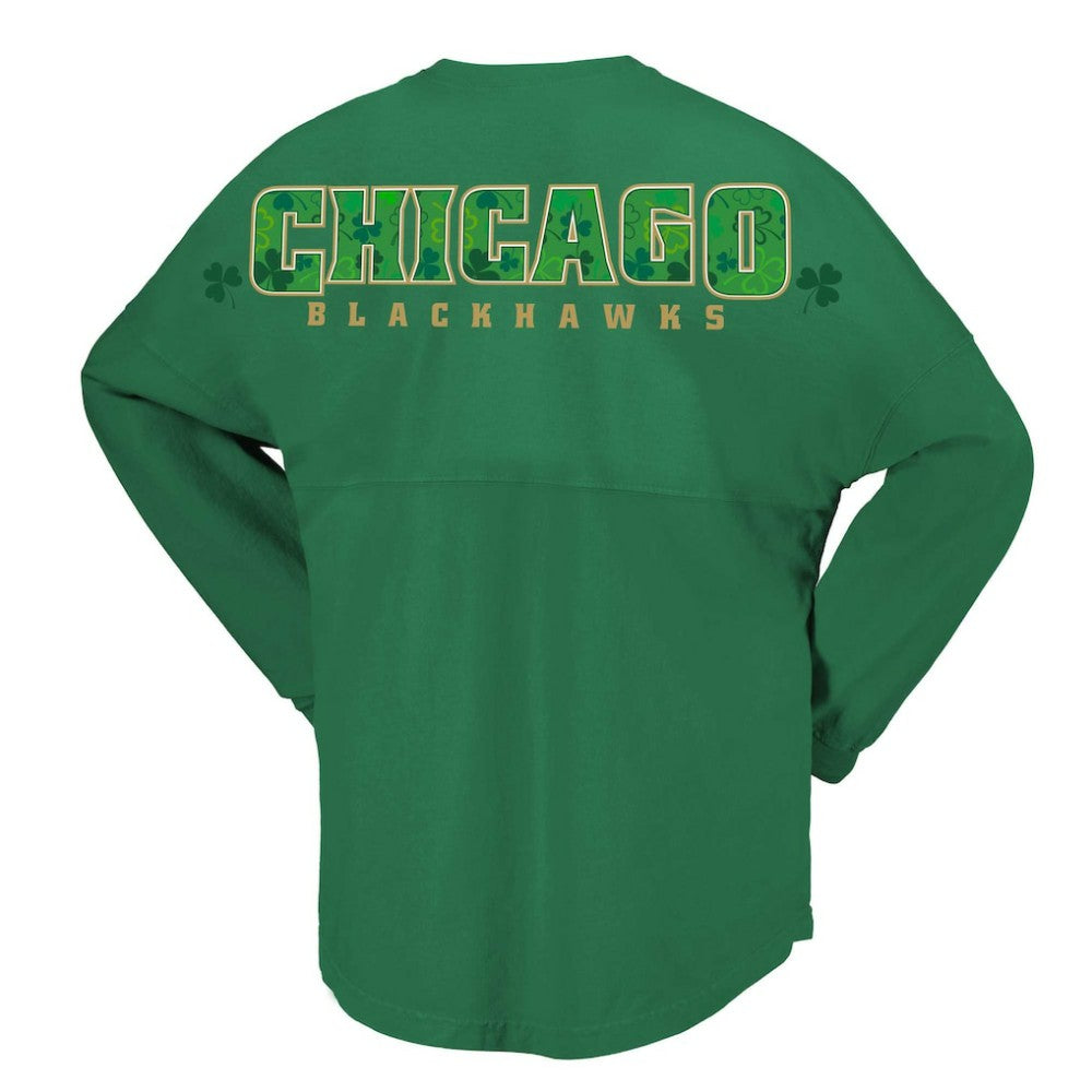 NHL Chicago Blackhawks Fanatics Women's St. Patrick's Day Spirit Jersey T-Shirt - Kelly Green