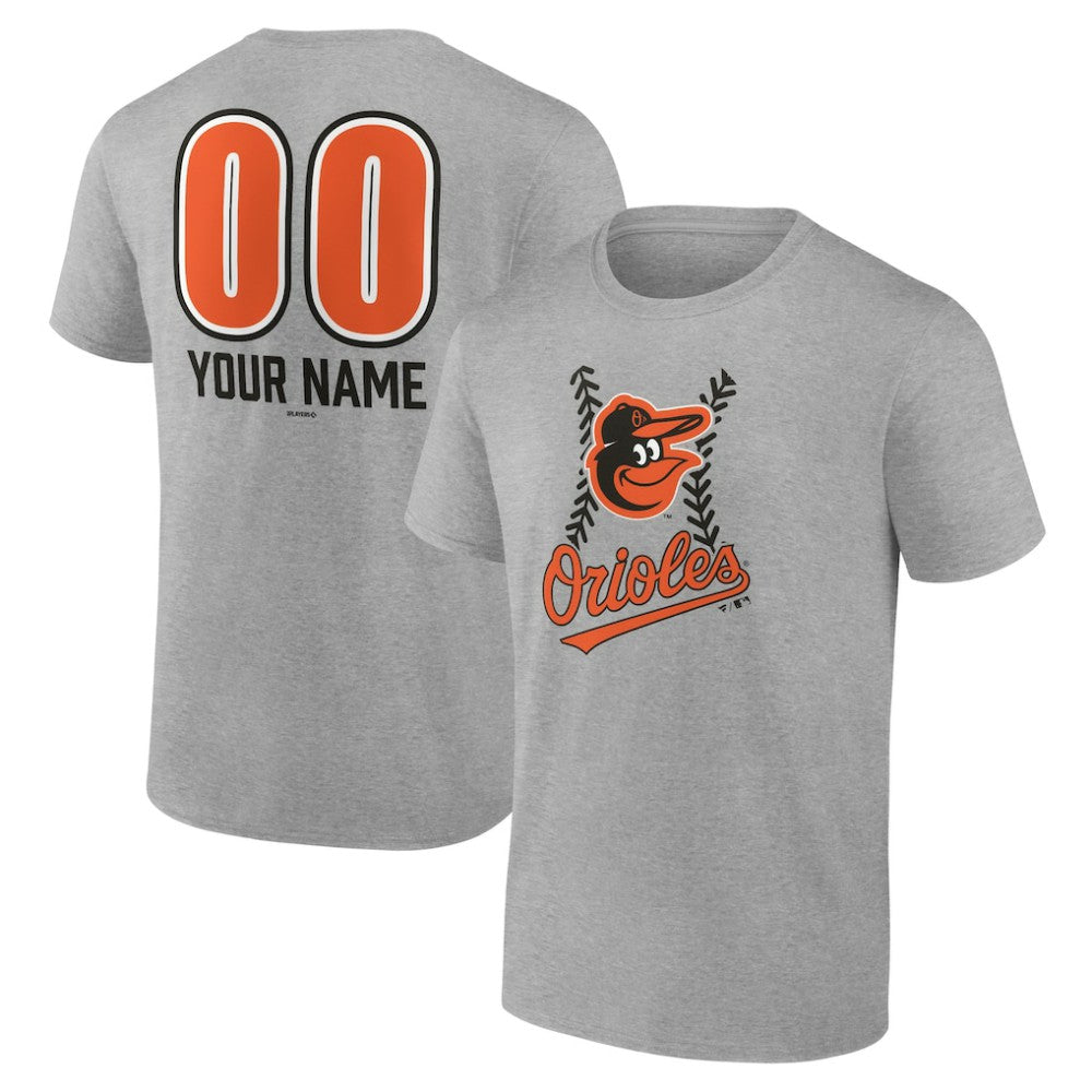 Baltimore Orioles Personalized Name & Number Fastball T-Shirt - Heather Gray T-shirts