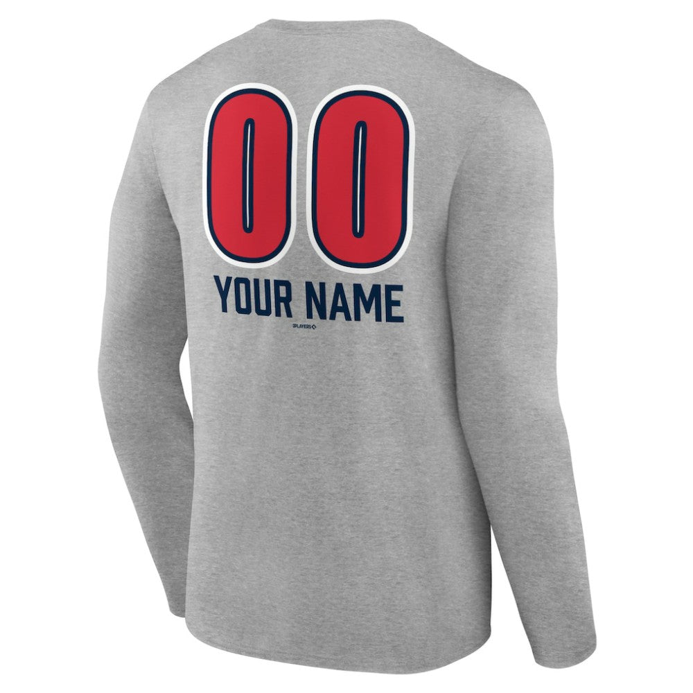 Boston Red Sox Personalized Name & Number Fastball Long Sleeve T-Shirt - Gray T-shirts