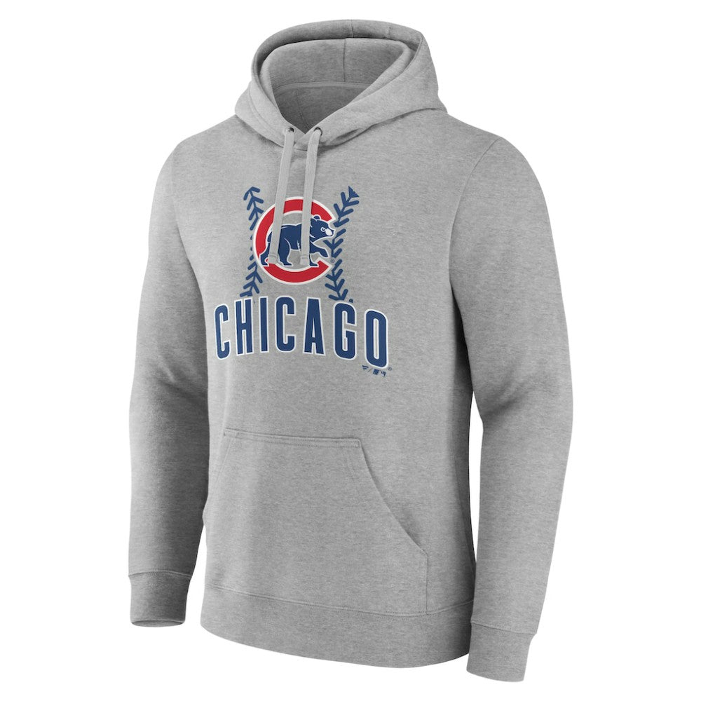 Chicago Cubs Personalized Name & Number Fastball Pullover Hoodie - Gray Hoodies