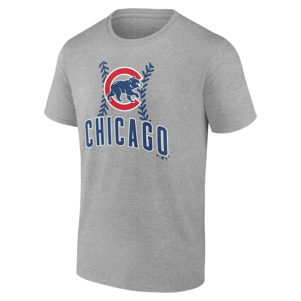 Chicago Cubs Personalized Name & Number Fastball T-Shirt - Heather Gray T-shirts
