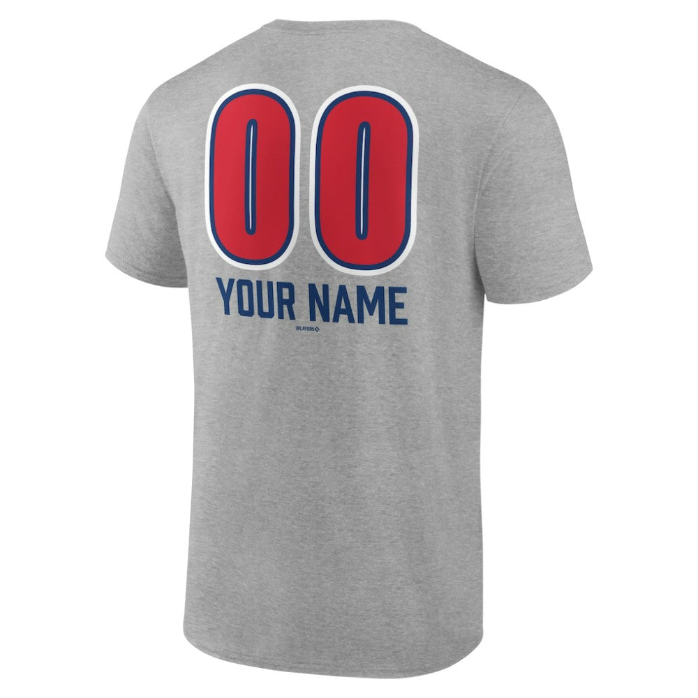 Chicago Cubs Personalized Name & Number Fastball T-Shirt - Heather Gray T-shirts