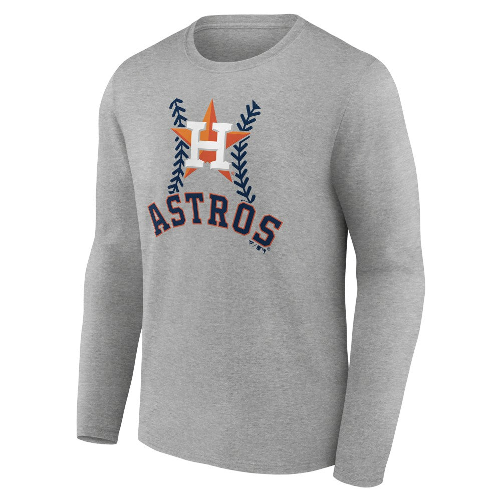 Houston Astros Personalized Name & Number Fastball Long Sleeve T-Shirt - Gray T-shirts