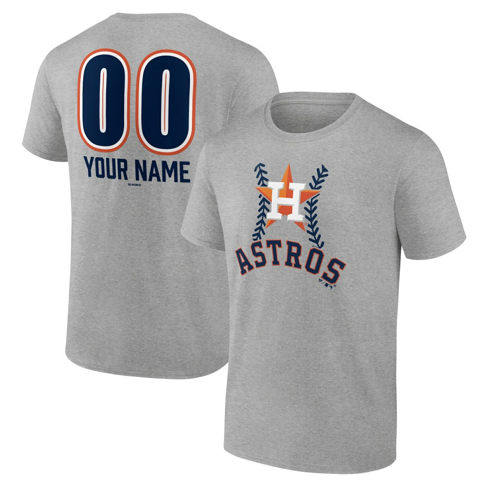 Houston Astros Personalized Name & Number Fastball T-Shirt - Heather Gray T-shirts