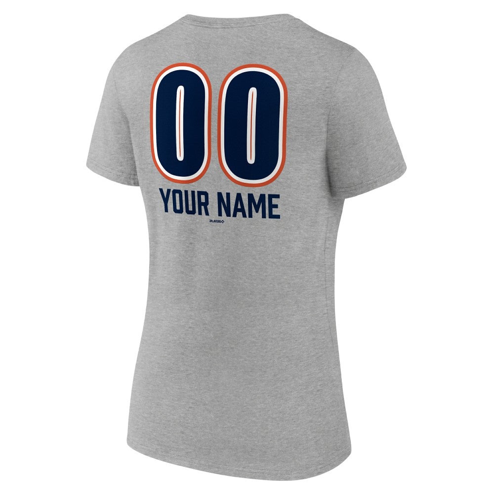 Houston Astros Women's Personalized Name & Number Fastball V-Neck T-Shirt - Gray T-shirts