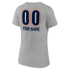 Houston Astros Women's Personalized Name & Number Fastball V-Neck T-Shirt - Gray T-shirts